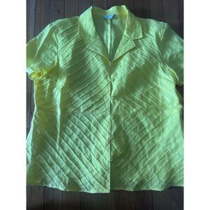 Appraisal L Ramie SS Button Down Blouse Top Yellow